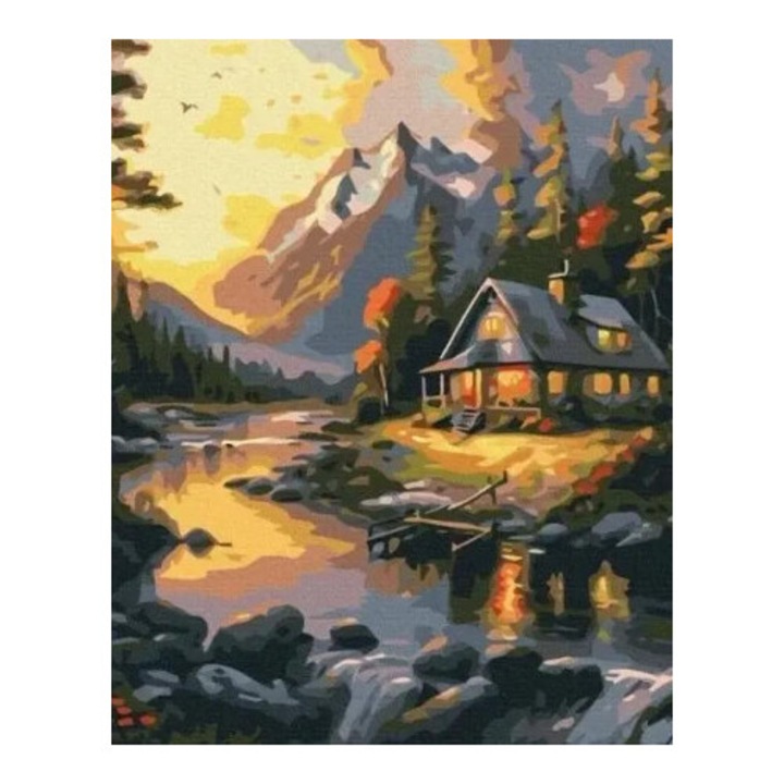 Set de pictura dupa numere, Twoje Hobby, Zloty zachod, 40x50cm, 25 culori