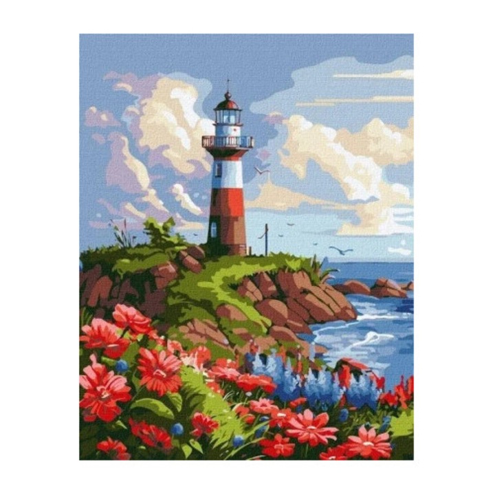 Set pictura pe numere, Ideyka, Malownicza kraina, 30x40cm, 3 pensule, culori acrilice