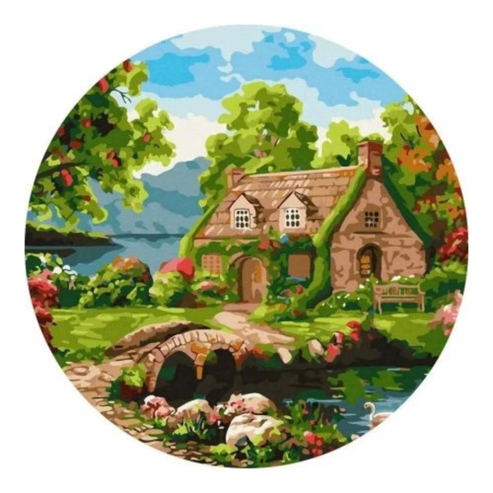 Set de pictura dupa numere - casa inflorita, 40cm, Twoje Hobby