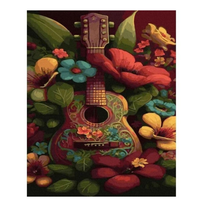 Set pictura dupa numere, Twoje Hobby, Gitara in gradina, 40x50cm, 25 culori