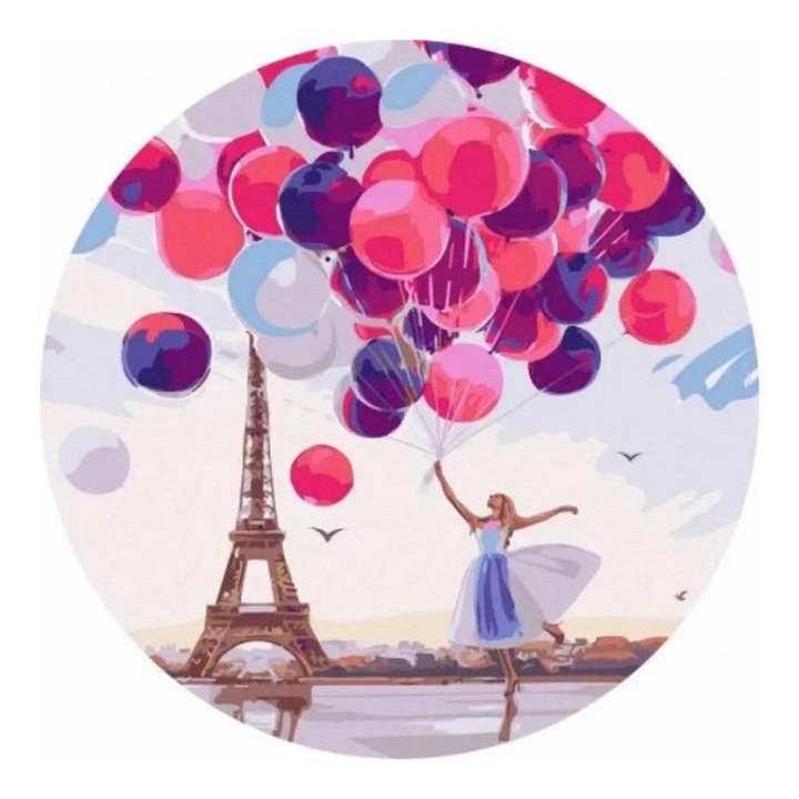 Set de pictura dupa numere, Twoje Hobby, Fericire in Paris, 40cm, dificultate 3