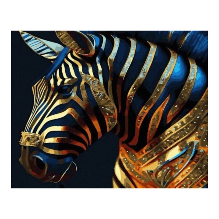 Set pictura pe numere, Twoje Hobby, zebra aurie, 40x50cm