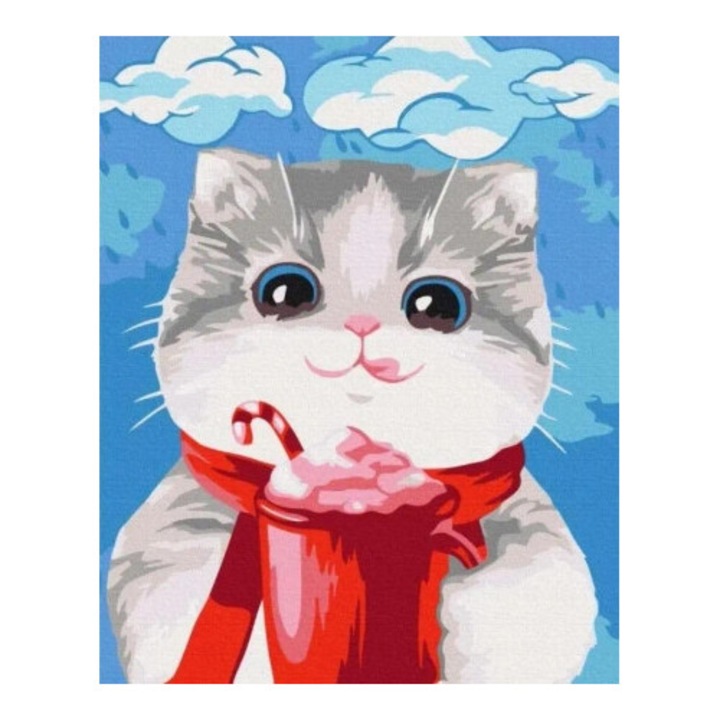 Set de pictura pe numere, Twoje Hobby, Prajituri pentru pisici, 40x50cm, 25 culori