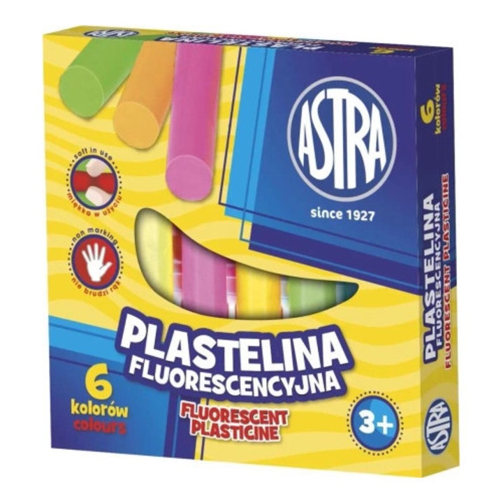 ASTRA fluoreszkáló gyurma, 6 szín, könnyen formázható, újrafelhasználható