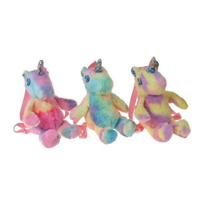 Ghiozdan pluszowy Adar, unicorni, multicolor, set 1 buc.