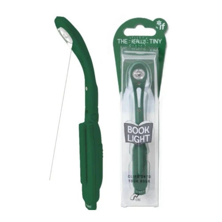 Lampa de citit IF, set cu baterii, verde inchis, pentru carti