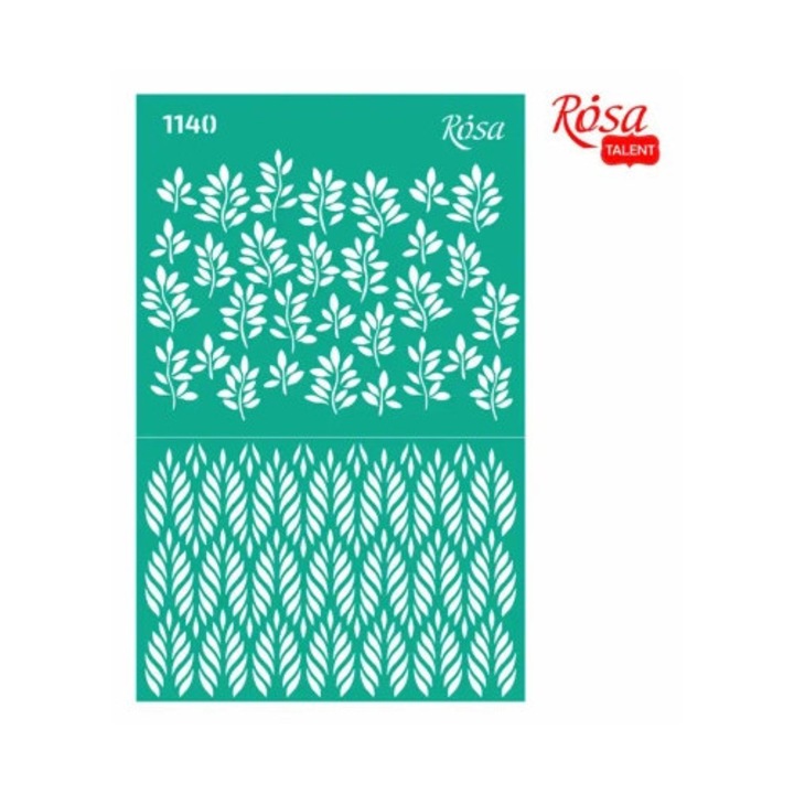 Dekoratív sablon Rosa, hajtások, öntapadós, újrafelhasználható, 13x20cm