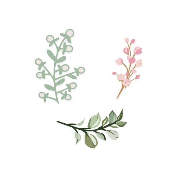 Set de decupaje Dalprint, 3 bucati, ramuri, pentru hartie si carton