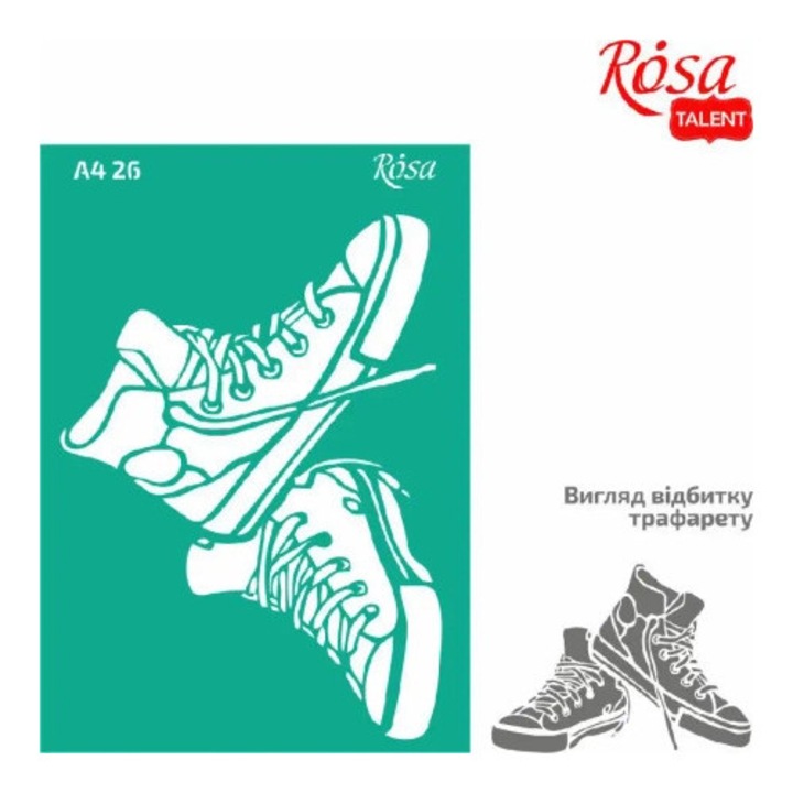 Rosa dekoratív sablon, tornacipő, öntapadós, 21x29.7cm, újrafelhasználható készlet