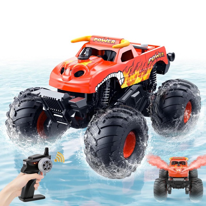 Wuciray® Кола с дистанционно управление, Monster Truck RC Амфибия 1:16 - 4x4 за всякакви терени, Водоустойчива, 4WD, Дълъг живот на батерията (60+ минути игра), за 6-12+ години, Идеален подарък, Червена