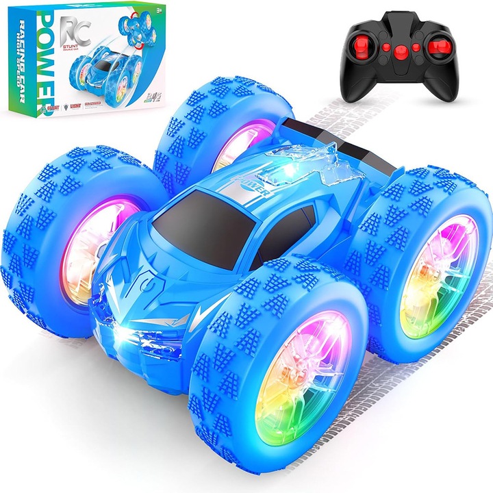 Wuciray® Кола с дистанционно управление RC за деца RC кола за каскади 2.4GHz 1:24 - с въртене на 360° LED светлини за момчета 4-7 години синя