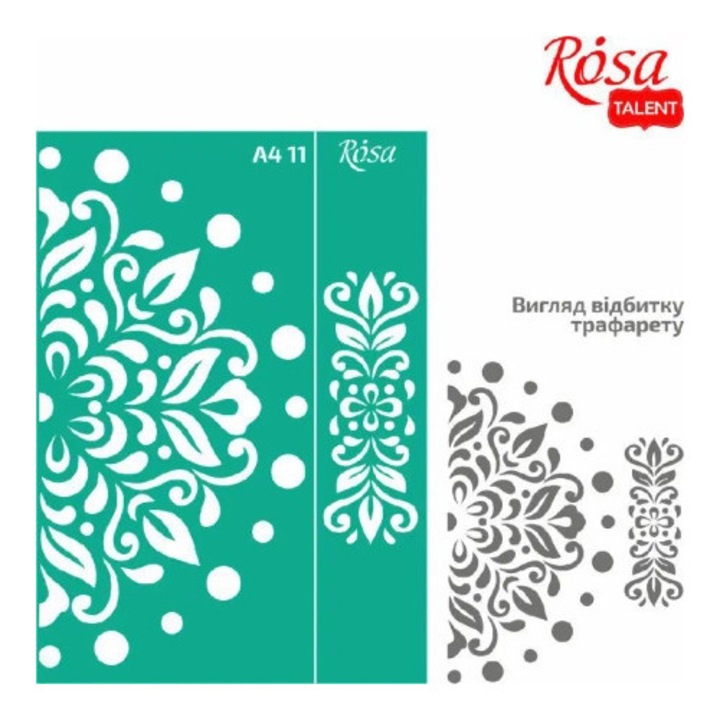 Rosa dekoratív fali sablonok, növényi díszek, öntapadós, 21x29.7cm