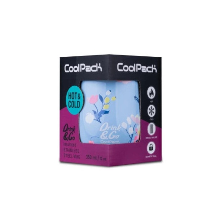 Termosuri si Cani termos Patio, Kubek termiczny 350ml, inox, cu capac anti-rasturnare, design Provence