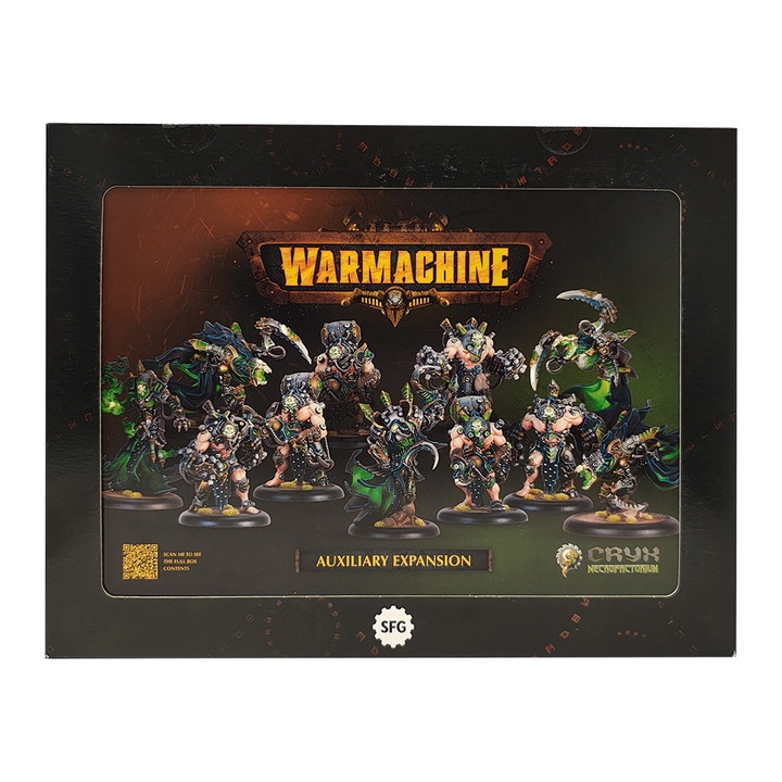 Extensie de joc Warmachine, Cryx Necrofactorium Auxiliary, Steamforged Games, 11 modele de asamblat, gri