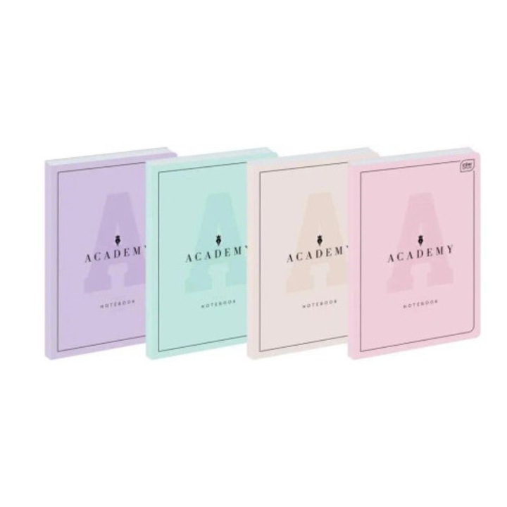 Set caiete B5, INTERDRUK, 128 pagini, carouri, 5 bucati, coperta tare, pastelat