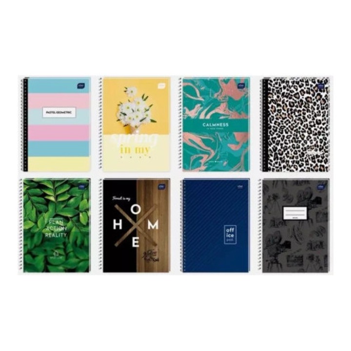 Caiet A4 INTERDRUK, 100 pagini, set 5 bucati, mix modele