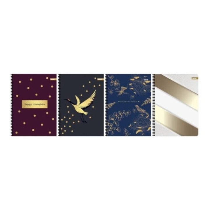 Beniamin A4 füzetek, 5 db-os készlet, 80 lap, 70 g/m2, fémes, 4 modell