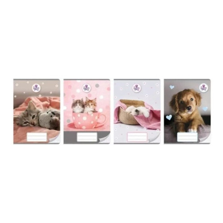 Caiet A5 Beniamin, 16 file, carouri, The Sweet Pets, set 20 bucati