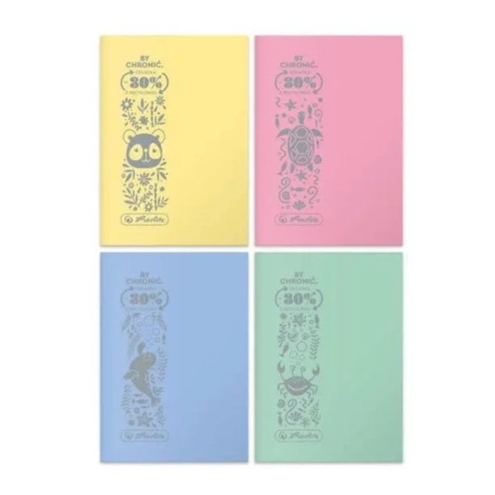 Set caiete A5, Herlitz, 32 file, pastel, 30% material reciclat, 5 bucati