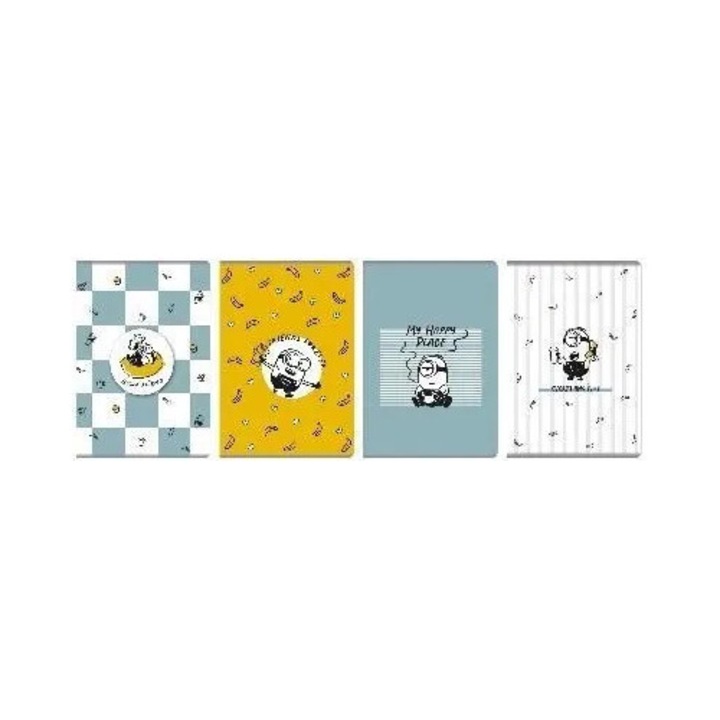 Caiet A5 Beniamin, 60 file, carouri, culoare albastra, margine rosie, coperta moale, set de 5 bucati