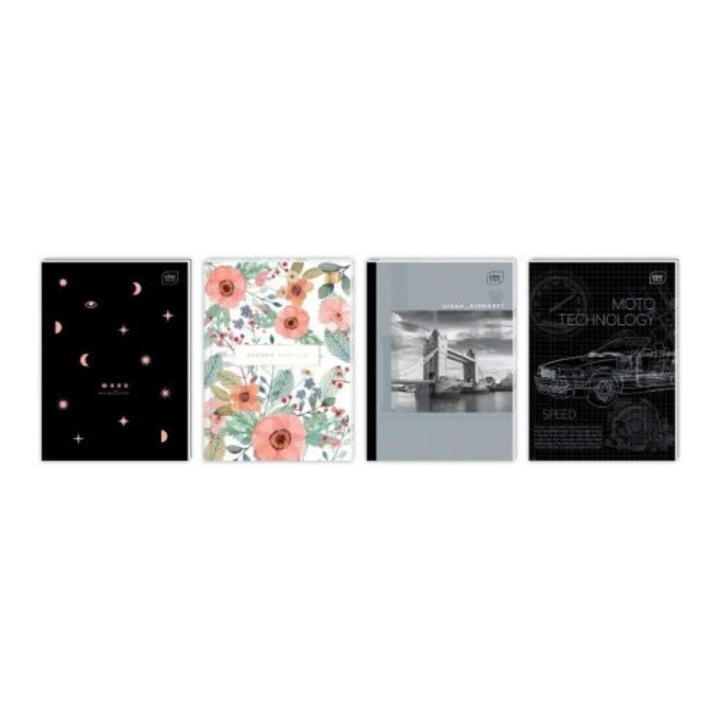 A4-es Brulion füzet, INTERDRUK, 96 lap, kemény borító, 5 darabos szett