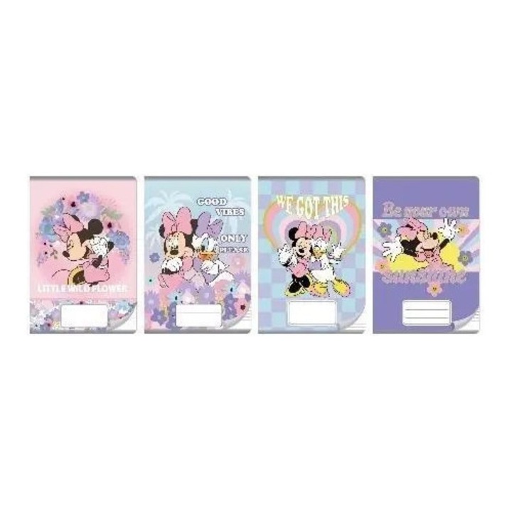 Caiet A5 Beniamin, 16 pagini, trei linii colorate, Minnie Mouse, 70g, coperta moale