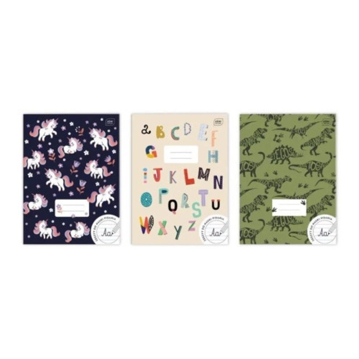 Caiete A4 INTERDRUK, 32 pagini, mix modele, colturi ascutite, set 10 bucati