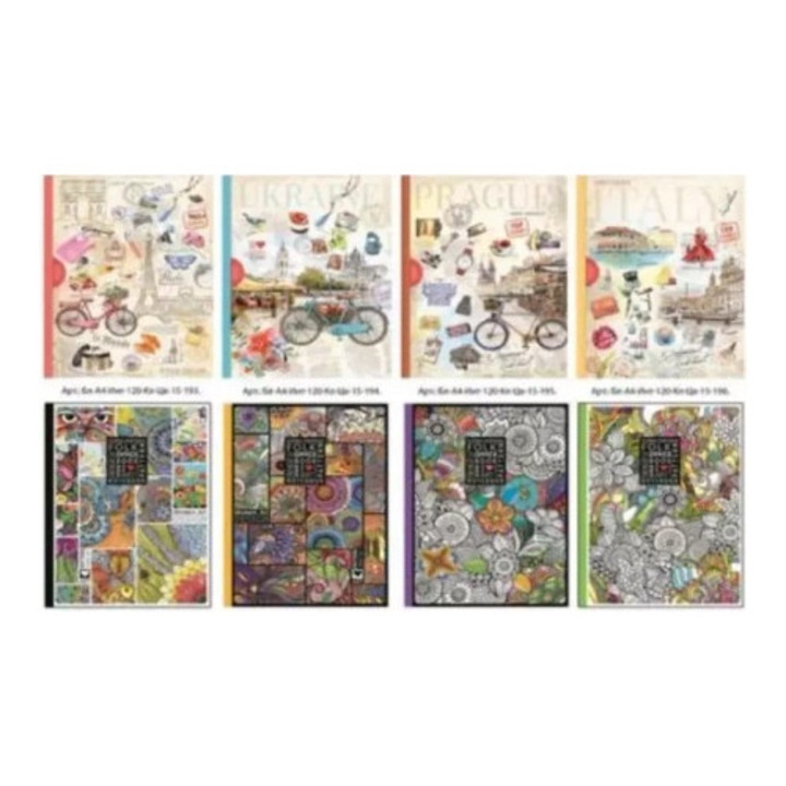 Caiet A4, Fresh, 120 pagini, margini colorate, mix modele