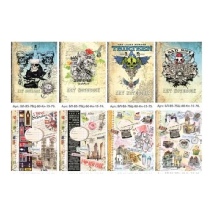 Caiet B5, Fresh, 80 pagini, mix modele, coperta tare