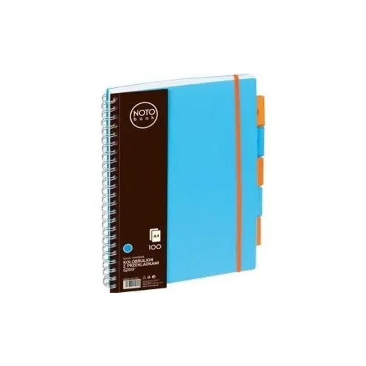 Caiet A4 Casa Grande, 100 pagini, 5 separatoare, polipropilena, spirala metalica, 80 g/m2, colorat