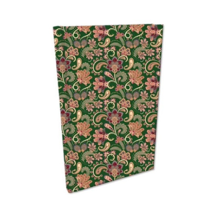 Agenda A5 EV-Corp, coperta din material soft touch, 192 pagini, 21,5x13,5x1,2cm, verde cu flori