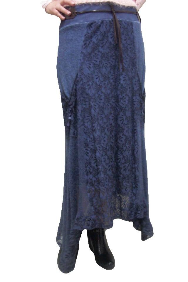 Fusta moderna,lunga cu dantela,D&J Exclusive, Turcoaz