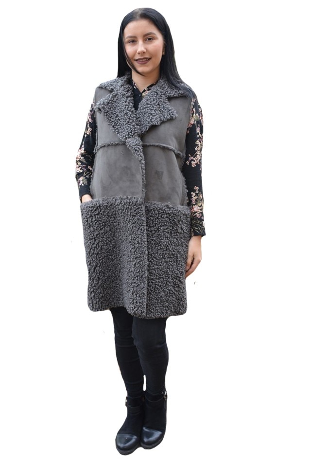 Cardigan Lucia, modern cu guler ,D&J Exclusive, Gri