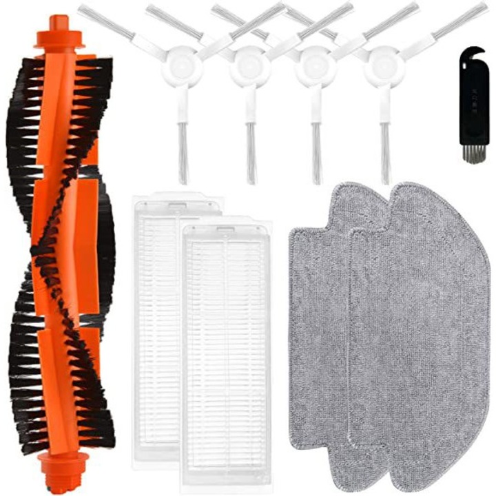 Set accesorii pentru aspiratoare robot Xiaomi Mop2S/Viomi V3/SE, 10 piese, perie principala, filtre, perii laterale, lavete, culoare variata