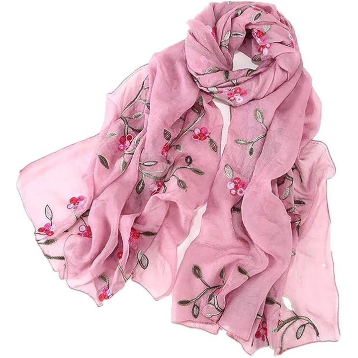 Esarfa dama multicolor cu imprimeu floral, 175x110cm, usoara si eleganta