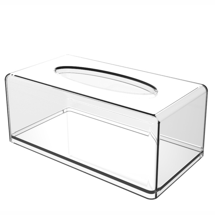 Suport servetele acrilic, transparent, cu capac magnetic, dimensiuni 10x10x25cm