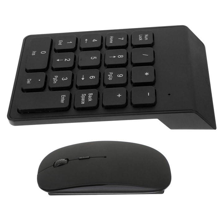 Set tastatura si mouse wireless, negru, 14x8.5x2cm