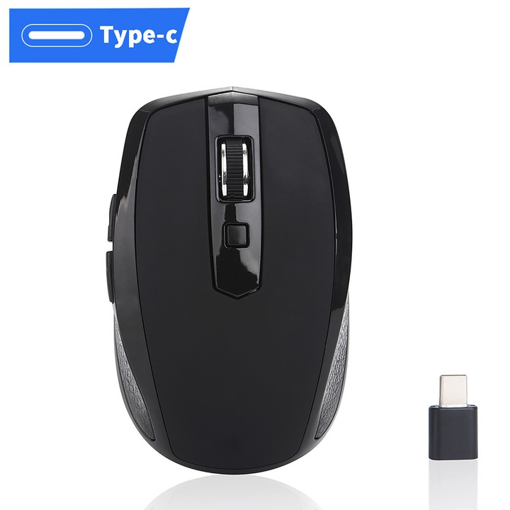 Mouse wireless Type-C, ergonomic, 2.4GHz, 800/1200/1600 DPI, compatibil cu dispozitive Type-C