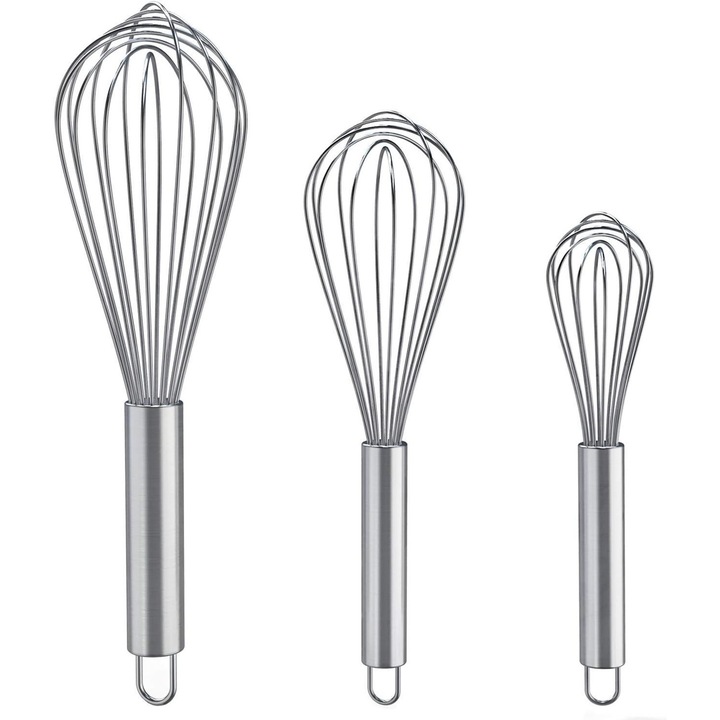 Set 3 teluri din inox, 8"+10"+12", pentru amestecare, batere, mixare