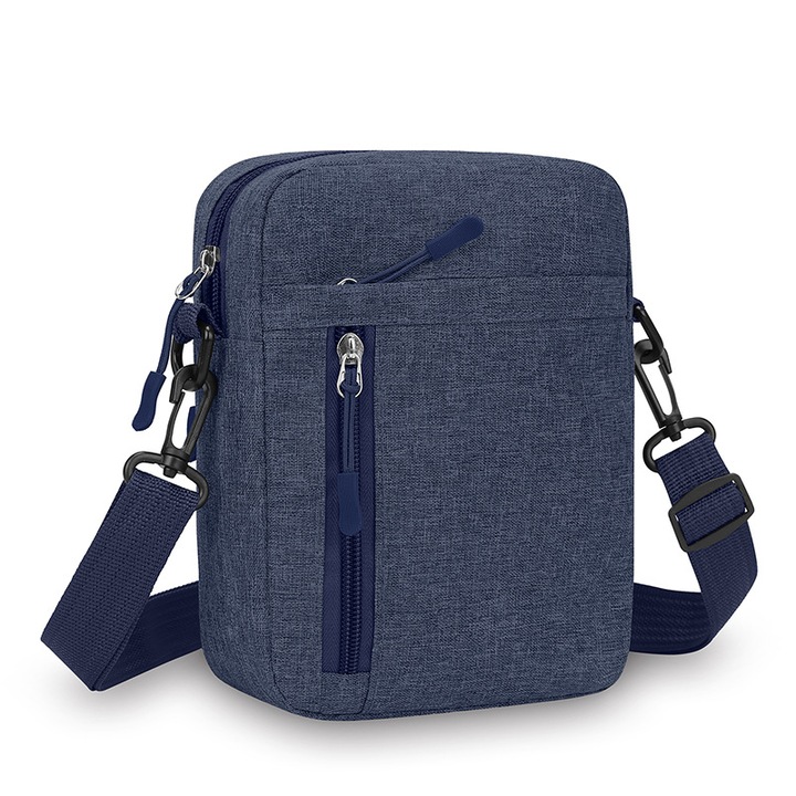 Férfi válltáska, nylon crossbody táska, könnyű, egyszerű, sötétkék
