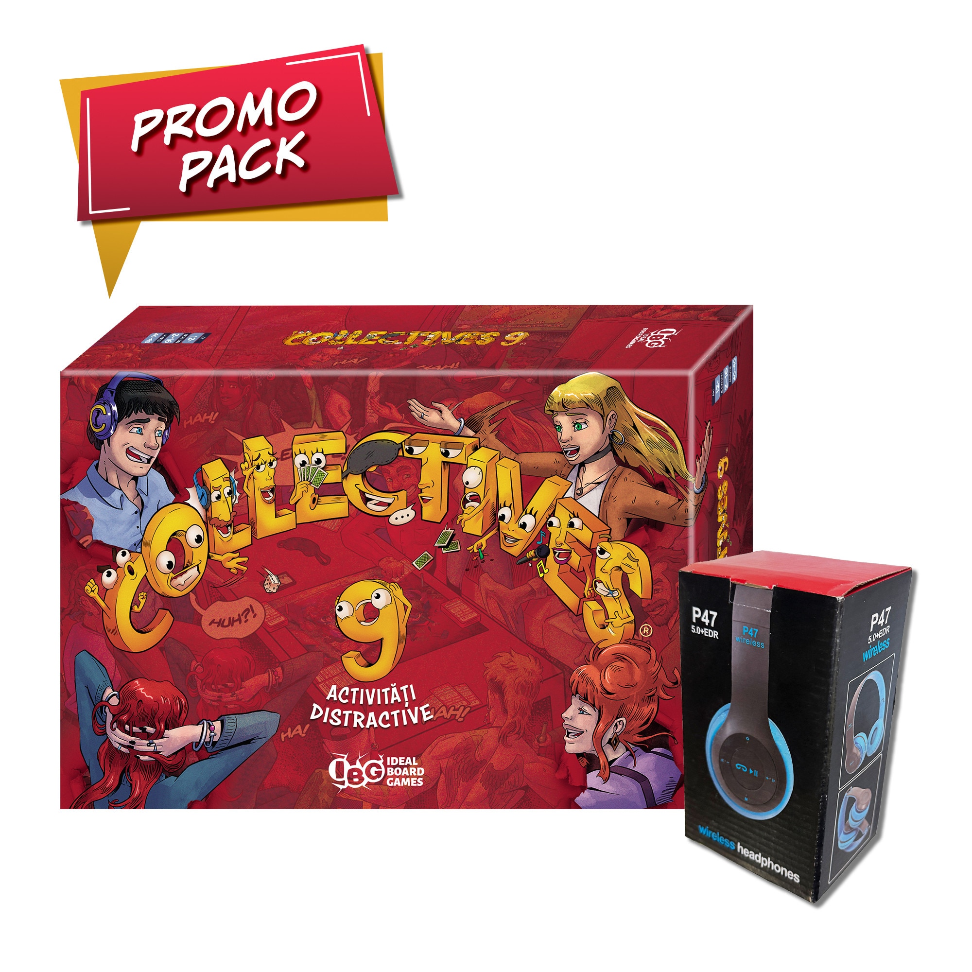 Pachet Ideal Board Games - Collectives 9 + casti wireless, 2-16 jucatori, +12 ani