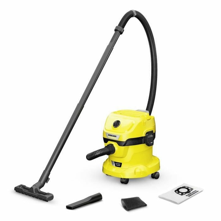 Aspirator Karcher WD 2-18 V-12/18, galben-negru, umed si uscat, capacitate 12L, putere 225W
