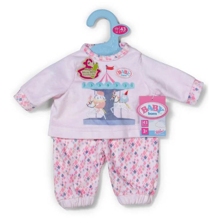 Baby Born pizsama, hosszú ujjú, cirkuszi dizájn, többszínű, 43cm