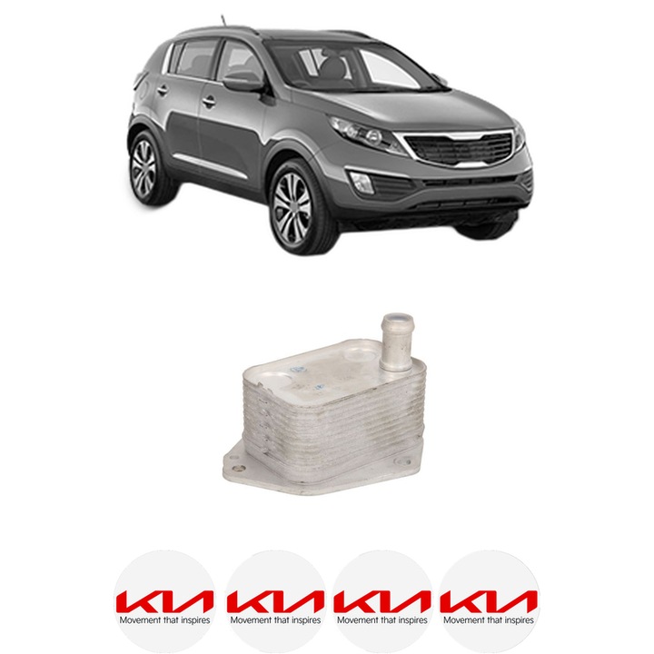 Radiator racire ulei KIA SPORTAGE III (SL) din 2010-2015 KW 85 CP 116 CMC 1685, Auto, din aluminiu, 4x Stickere auto cu KIA