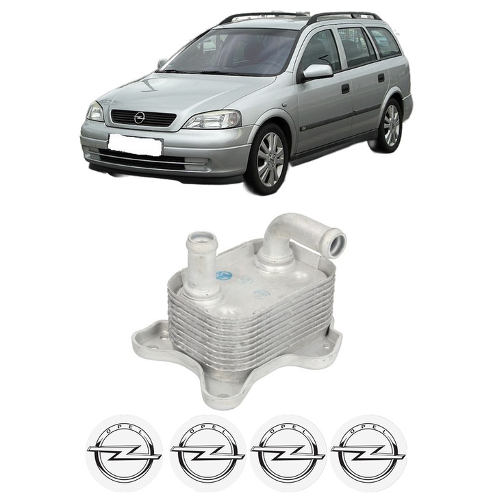 Radiator racire ulei OPEL ASTRA G CLASSIC Caravan (F35) din 2004-2009 KW 59 CP 80 CMC 1686, Auto, din aluminiu, 4x Stickere auto cu OPEL