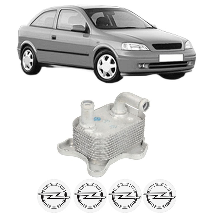 Radiator racire ulei OPEL ASTRA G Hatchback (T98) din 2003-2005 KW 59 CP 80 CMC 1686, Auto, din aluminiu, 4x Stickere auto cu OPEL