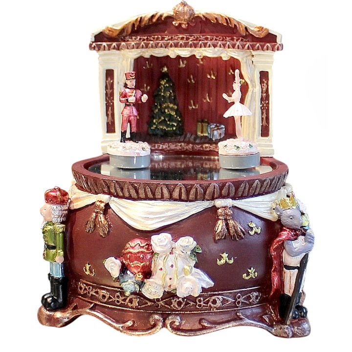 Коледен декоративен музикален театър „Лешникотрошачката“, сцена балет и оркестър, 13 см