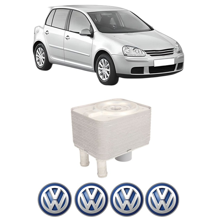 Radiator racire ulei Volkswagen GOLF V (1K1) din 2005-2008 KW 125 CP 170 CMC 1968, Auto, din aluminiu, 4x Stickere auto cu Volkswagen