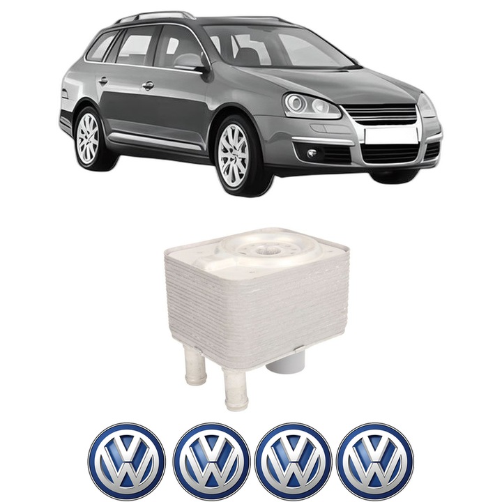 Radiator racire ulei Volkswagen GOLF V Variant (1K5) din 2007-2009 KW 100 CP 136 CMC 1968, Auto, din aluminiu, 4x Stickere auto cu Volkswagen