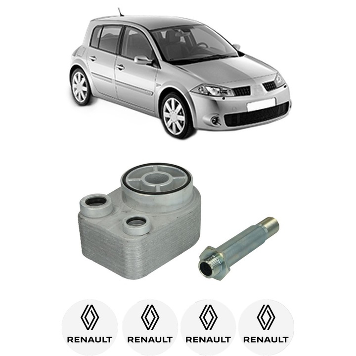 Olajhűtő RENAULT MEGANE II (BM0/1_, CM0/1_) 2005-2008 KW 78 LE 106 CMC 1461, Autó, alumínium, 4x RENAULT autós matrica